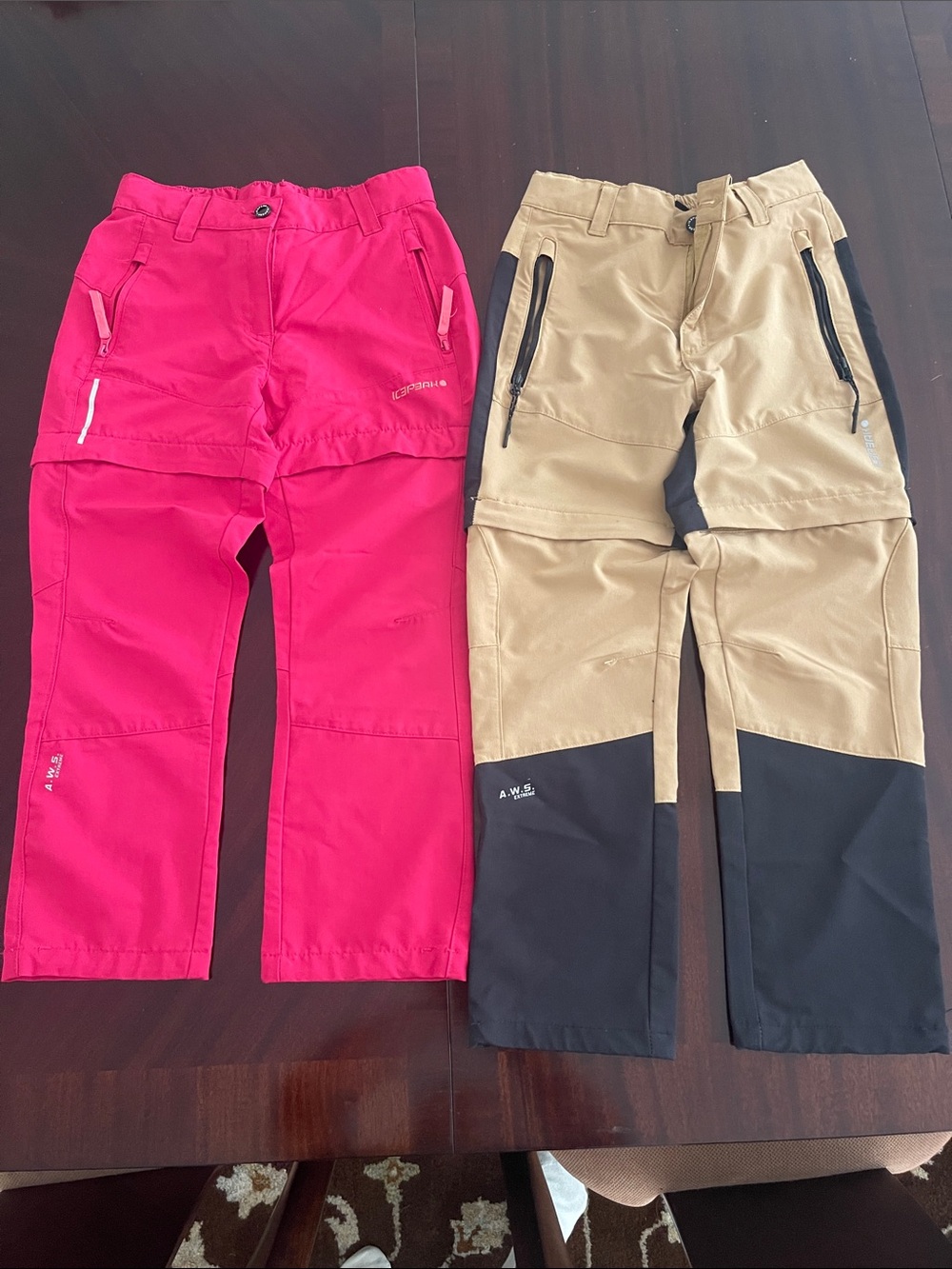 Kids Pink and Tan Convertible Outdoor Pants size 6-8